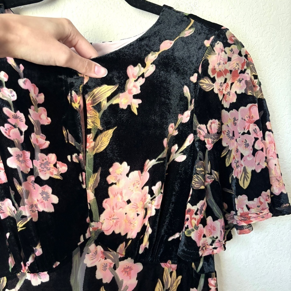Modcloth Velvet Floral Soiree Saunter Maxi Dress Evening - Picture 4 of 15